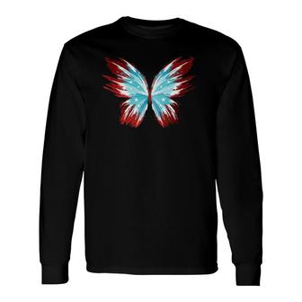 Butterfly Usa Patriotic Cute 4Th Of July Long Sleeve T-Shirt T-Shirt | Mazezy