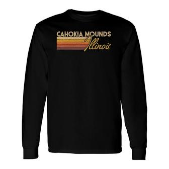 Cahokia Mounds Illinois Vintage Retro Long Sleeve T-Shirt T-Shirt | Mazezy