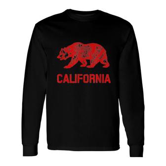 California Republic Flag Distressed Bear Long Sleeve T-Shirt T-Shirt | Mazezy CA