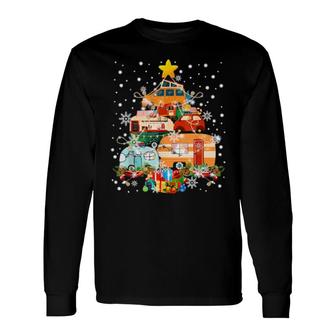 Camping Trailer Christmas Tree Camper Rving Trailers Long Sleeve T-Shirt T-Shirt | Mazezy