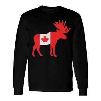 Canada Flag Moose Long Sleeve T-Shirt | Mazezy
