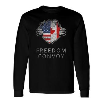 Canada Freedom Convoy 2022 Canadian Truckers Support Long Sleeve T-Shirt T-Shirt | Mazezy