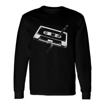 Cassette Tape With Pencil 80s 90s Vintage Retro Long Sleeve T-Shirt - Thegiftio