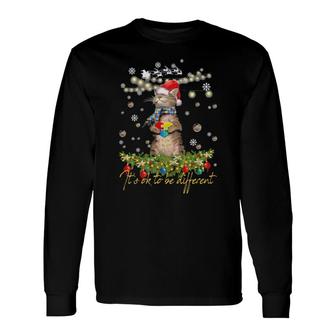 Cat Autism It's Ok To Be Different Merry Christmas Sweat Long Sleeve T-Shirt T-Shirt | Mazezy