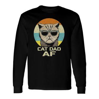 Cat Dad Af Vintage Retro Fathers Day Long Sleeve T-Shirt T-Shirt | Mazezy