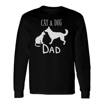Cat Dog Dad Owner Cute Father Daddy Pet Papa Long Sleeve T-Shirt T-Shirt | Mazezy