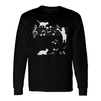 Cat Playing With Music Guitar Long Sleeve T-Shirt T-Shirt | Mazezy