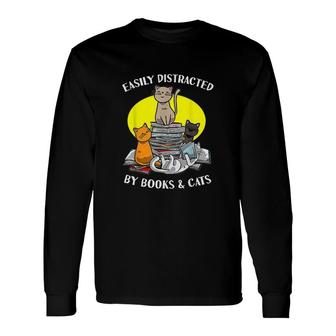Cat Teacher Librarian Bookworm Women Men Long Sleeve T-Shirt - Thegiftio