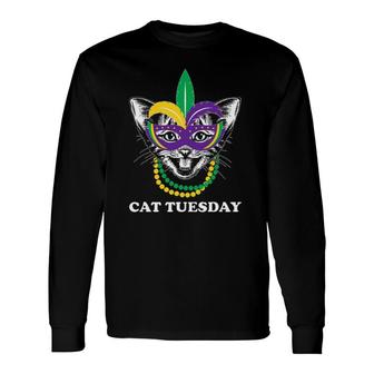Cat Tuesday Mardi Gras Pet Lover Long Sleeve T-Shirt T-Shirt | Mazezy