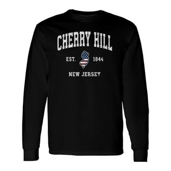 Cherry Hill New Jersey Nj Vintage American Flag Long Sleeve T-Shirt T-Shirt | Mazezy
