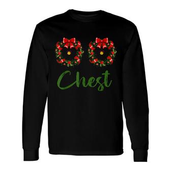 Chest Chestnuts Couple Costume Christmas Wreath Xmas Holiday Long Sleeve T-Shirt T-Shirt | Mazezy