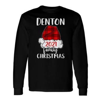 Christmas 2021 Denton Matching Pajama Santa Hat Long Sleeve T-Shirt T-Shirt | Mazezy