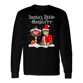 Christmas Cat Cute Santa's Little Helpurrr North Pole Long Sleeve T-Shirt T-Shirt | Mazezy