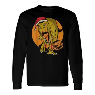 Christmas Dinosaur Pumkin Blood Halloween Saurus Xmas Long Sleeve T-Shirt T-Shirt | Mazezy