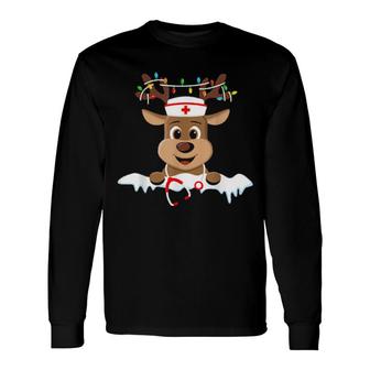 Christmas Nurse Love Nicu Rn Er Santa Reindeer Nurse Hat Elf Long Sleeve T-Shirt | Mazezy