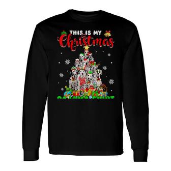 This Is My Christmas Pajama Tree Lights Dalmatian Dog Long Sleeve T-Shirt T-Shirt | Mazezy