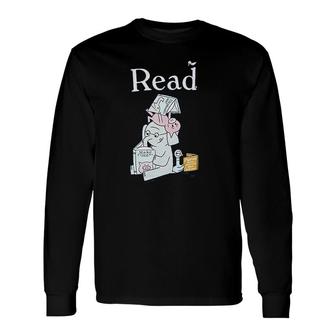 Out Of Print Classic Childrens Book Themed Scoop Read Elephant Long Sleeve T-Shirt - Seseable