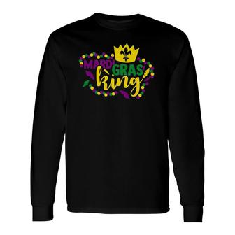 Colorful Beads Crown Mardi Gras King Long Sleeve T-Shirt T-Shirt | Mazezy