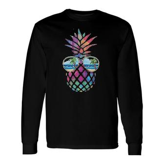 Colorful Pineapple Glasses Beach Long Sleeve T-Shirt | Mazezy