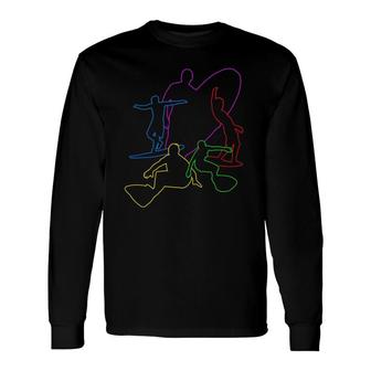 Colorful Wave Surfing Surfer Surf Ride Wakesurf Long Sleeve T-Shirt T-Shirt | Mazezy