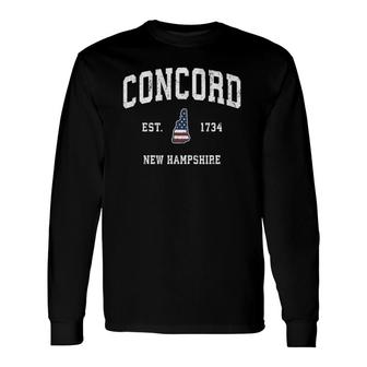 Concord New Hampshire Nh Vintage American Flag Sports Long Sleeve T-Shirt T-Shirt | Mazezy