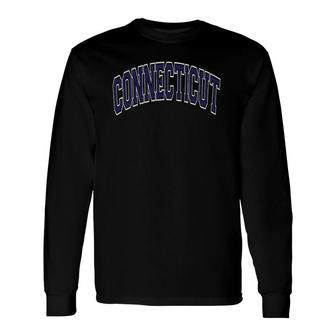 Connecticut Varsity Style Navy Blue Text Long Sleeve T-Shirt T-Shirt | Mazezy