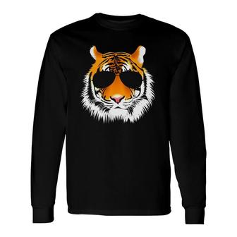 Cool Cat Tiger With Sunglasses Long Sleeve T-Shirt T-Shirt | Mazezy