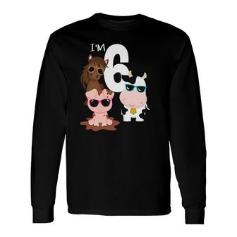 Cool Farm Animals 6Th Birthday Party 6 Years Old Toddler Long Sleeve T-Shirt T-Shirt | Mazezy CA