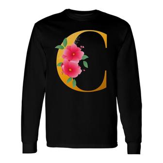 Cool Floral Alphabet Cute Initial Monogram Letter C Graphic Long Sleeve T-Shirt T-Shirt | Mazezy AU