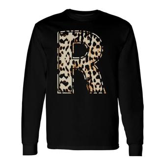 Cool Letter R Initial Name Leopard Cheetah Print Long Sleeve T-Shirt T-Shirt | Mazezy