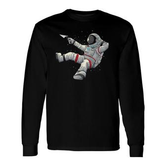 Cool Relaxing Astronaut Spaceman Paper Airplane Long Sleeve T-Shirt T-Shirt | Mazezy