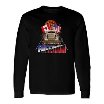 Cool Us And Canada Flag Truckers For Freedom Convoy 2022 Ver2 Long Sleeve T-Shirt T-Shirt | Mazezy
