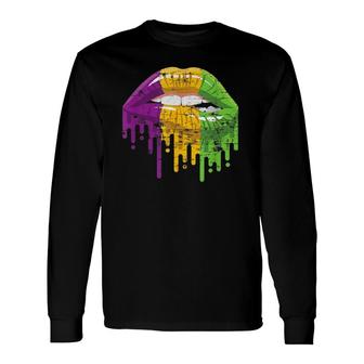 Costume Party Carnival Parade Lips Mardi Gras Long Sleeve T-Shirt T-Shirt | Mazezy