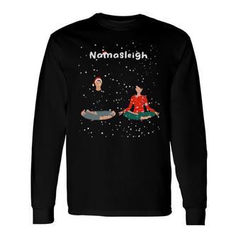 Couples Namasleigh Santa Yoga Christmas Lotus Pose Long Sleeve T-Shirt T-Shirt | Mazezy