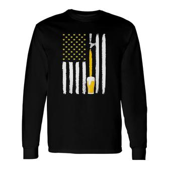Craft Beer American Flag Usa Long Sleeve T-Shirt T-Shirt | Mazezy