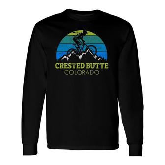 Crested Butte Colorado Mountain Biking Mtb Vintage Souvenir Long Sleeve T-Shirt T-Shirt | Mazezy