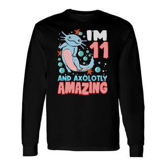 Cute Axolotl Motif 11 Year Old Axolotl 11Th Birthday Long Sleeve T-Shirt T-Shirt | Mazezy