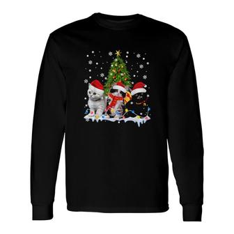 Cute Cat Christmas Tree Ornament Decor Cat Lovers Owner Xmas Long Sleeve T-Shirt T-Shirt | Mazezy