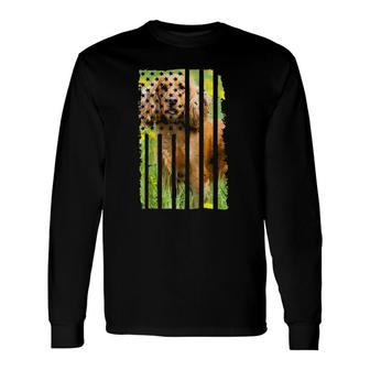 Cute Cocker Spaniel Dog Picture Puppy American Us Flag Long Sleeve T-Shirt T-Shirt | Mazezy