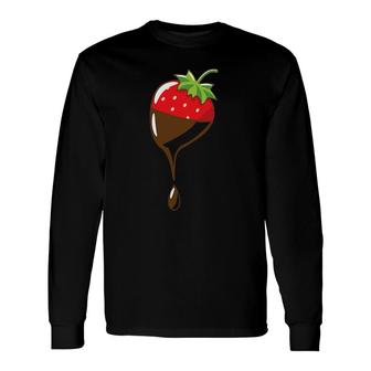 Cute Cottagecore Kawaii Chocolate Strawberry Long Sleeve T-Shirt T-Shirt | Mazezy
