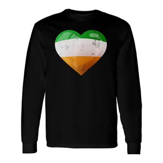 Cute Heart Ireland Flag Celtic Saint Patrick's Day Long Sleeve T-Shirt T-Shirt | Mazezy