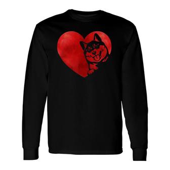 Cute Hearts Shiba Inu Dog Puppy Lover Valentine's Day Long Sleeve T-Shirt | Mazezy