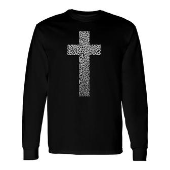 Cute Leopard Print Christian Cross Panther Long Sleeve T-Shirt T-Shirt | Mazezy