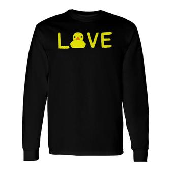 Cute 'Love' Yellow Rubber Ducky Duck Graphic Tees Long Sleeve T-Shirt T-Shirt | Mazezy