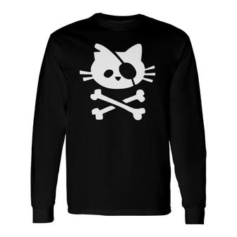 Cute Pirate Cat Pirate Flag Pirate Kitten Long Sleeve T-Shirt T-Shirt | Mazezy