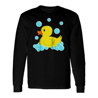 Cute Yellow Duck Duckie Bath Toys Rubber Ducky Raglan Baseball Tee Long Sleeve T-Shirt T-Shirt | Mazezy