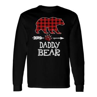 Cutest Dark Red Pleid Xmas Pajama Great Daddy Bear Long Sleeve T-Shirt T-Shirt | Mazezy