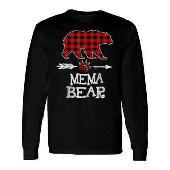 Cutest Dark Red Pleid Xmas Pajama Great Mema Bear Long Sleeve T-Shirt T-Shirt | Mazezy