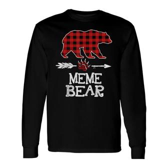 Cutest Dark Red Pleid Xmas Pajama Great Meme Bear Long Sleeve T-Shirt T-Shirt | Mazezy