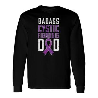 Cystic Fibrosis Awareness Cf Dad Purple Ribbon Tee Long Sleeve T-Shirt T-Shirt | Mazezy